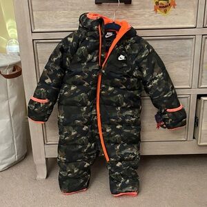Nike Kids Camo Puffer with Orange Accents